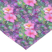 紫とピンクの植物花柄 ロングテーブルランナー (コーナー)