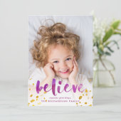 紫とピンクの水の色と金ゴールドの信じ写真 シーズンカード (スタンド正面)