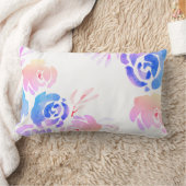 紫とピンクの水の色の花と葉 ランバークッション (ブランケット)