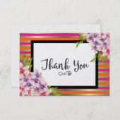 紫とピンクの水の色マグノリアありがとう サンキューカード (正面/裏面)