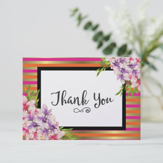 紫とピンクの水の色マグノリアありがとう サンキューカード (スタンド正面)