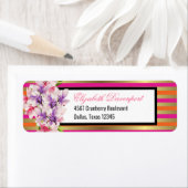 紫とピンクの水の色マグノリアとストライプ ラベル (インサイチュ)