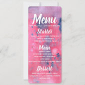 紫とピンクの水彩メニュー 招待状 (正面)