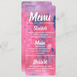 紫とピンクの水彩メニュー 招待状