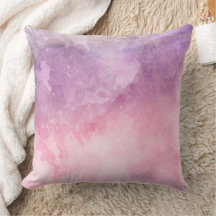 紫とピンクの水彩抽象芸術クッション枕
