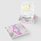 紫とピンクの水彩抽象 ストーンコースター (横)