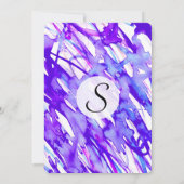 紫とピンクの水彩絵を描（ばちゃばちゃ）跳ねる 招待状 (裏面)