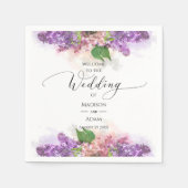 紫とピンクの水彩薄紫結婚花 スタンダードカクテルナプキン (正面)