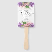 紫とピンクの水彩薄紫結婚花 ハンドファン (正面)