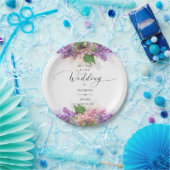 紫とピンクの水彩薄紫結婚花 ペーパープレート (パーティー)