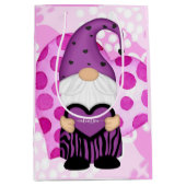 紫とピンクの水玉模様バレンタイン格言 ミディアムペーパーバッグ (正面)