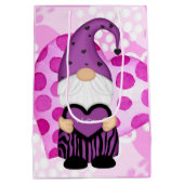 紫とピンクの水玉模様バレンタイン格言 ミディアムペーパーバッグ (裏面)