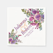 紫とピンクの水色のナスのナプキン スタンダードカクテルナプキン (正面)