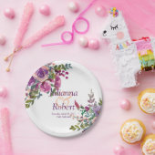 紫とピンクの水色のナスのペ結婚ープ ペーパープレート (パーティー)