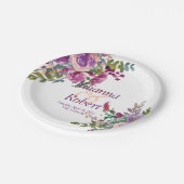 紫とピンクの水色のナスのペ結婚ープ ペーパープレート (アングル)