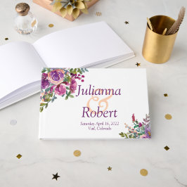 紫とピンクの水色のナス結婚ズグー ゲストブック