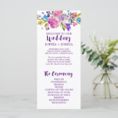 紫とピンクの水色の花の結婚式 プログラム (スタンド正面)