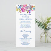 紫とピンクの水色の花の結婚式 プログラム (スタンド正面)