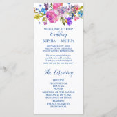 紫とピンクの水色の花の結婚式 プログラム (正面)