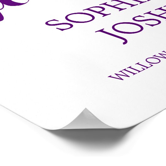 紫とピンクの水色の花結婚の歓迎 ポスター (角)