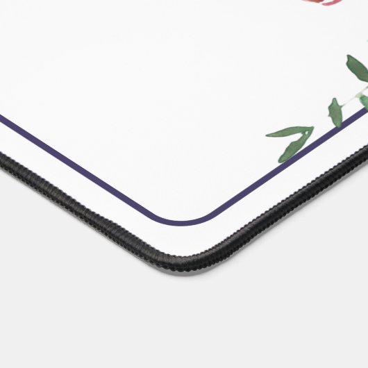 紫とピンクの水色フローラ パーソナライズされた デスクマット (コーナー)