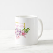 紫とピンクの水色マグノリアパーソナライズされた コーヒーマグカップ (正面右)