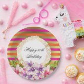 紫とピンクの水色マグノリア誕生日 ペーパープレート (パーティー)