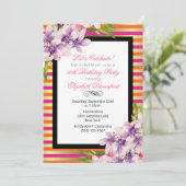 紫とピンクの水色マグノリア誕生日 招待状 (スタンド正面)