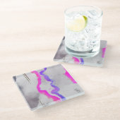 紫とピンクの水色抽象芸術 ガラスコースター (アングル)