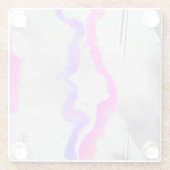 紫とピンクの水色抽象芸術 ガラスコースター (裏面)