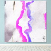紫とピンクの水色抽象芸術 キャンバスプリント (インサイチュ (ウッドフロア))