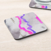紫とピンクの水色抽象芸術 コースター (左側)