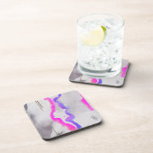 紫とピンクの水色抽象芸術 コースター (右側)