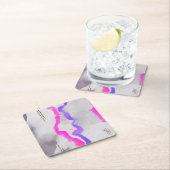 紫とピンクの水色抽象芸術 スクエアペーパーコースター (インサイチュ)