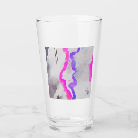 紫とピンクの水色抽象芸術 タンブラーグラス (正面)