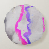 紫とピンクの水色抽象芸術 ラウンドクッション (裏面)