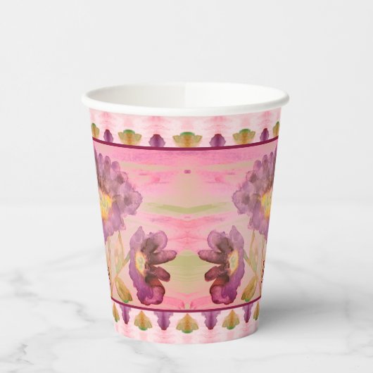 紫とピンクの水色 紙コップ (左)
