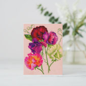 紫とピンクの甘いエンドウ ポストカード (スタンド正面)