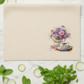 紫とピンクの秋ブーケティーセット キッチンタオル (折り畳み)