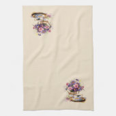 紫とピンクの秋ブーケティーセット キッチンタオル (縦)
