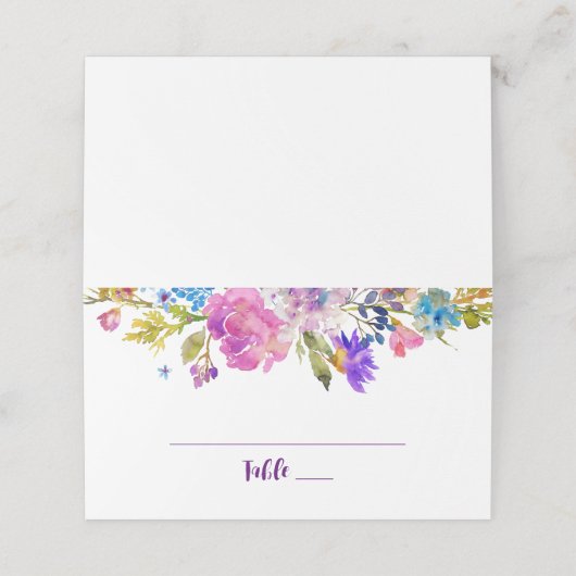 紫とピンクの結婚花 プレイスカード (外部開封)