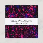 紫とピンクの絵を描(ばちゃばちゃ)跳ねるオンブラック スクエア名刺 (正面)