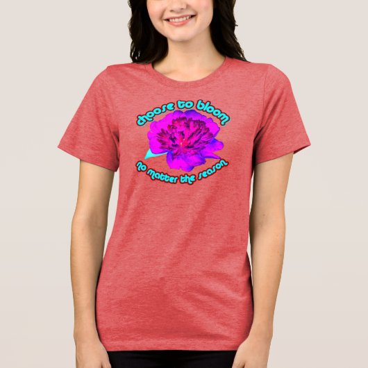 紫とピンクの芍薬 トライブレンドTシャツ (正面)