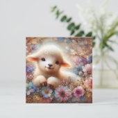 紫とピンクの花とラムクリスチャンの復活祭 シーズンカード (スタンド正面)