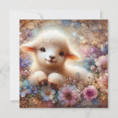 紫とピンクの花とラムクリスチャンの復活祭 シーズンカード (正面)