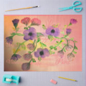 紫とピンクの花のクラフトティッシュペーパー 薄葉紙 (クラフト)