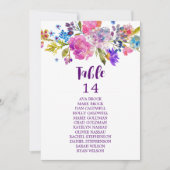 紫とピンクの花のテーブル番号座席表 (正面)