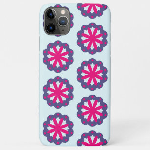 紫とピンクの花の形のイラスト iPhone 11 PRO MAXケース