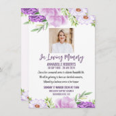 紫とピンクの花の葬儀招待状 招待状 (正面/裏面)