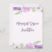 紫とピンクの花を持つ葬儀招待状 招待状 (裏面)